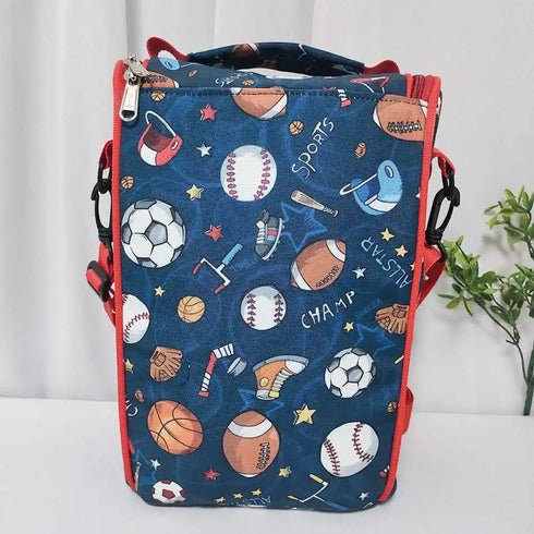 Personalised Printed Lunch Bag with Denim Waist Pouch Combo for Kids